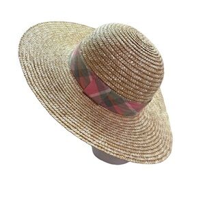Natural Fiber Straw Braided Sunhat with Fabric Band